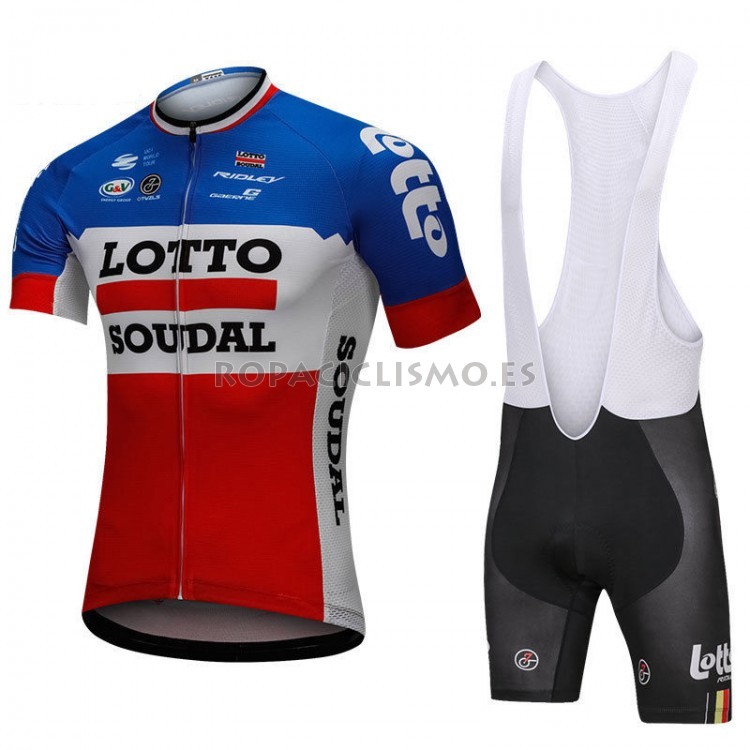 2018 Maillot Lotto Soudal Tirantes Mangas Cortas Azul Y Rojo